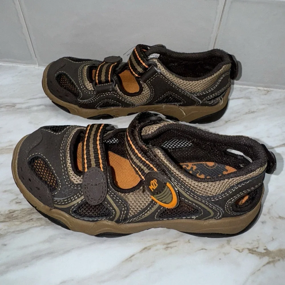 Stride Rite M2P Sandal Toddler‎ Little Boy SZ 12 Brown Orange Close Toe Perry